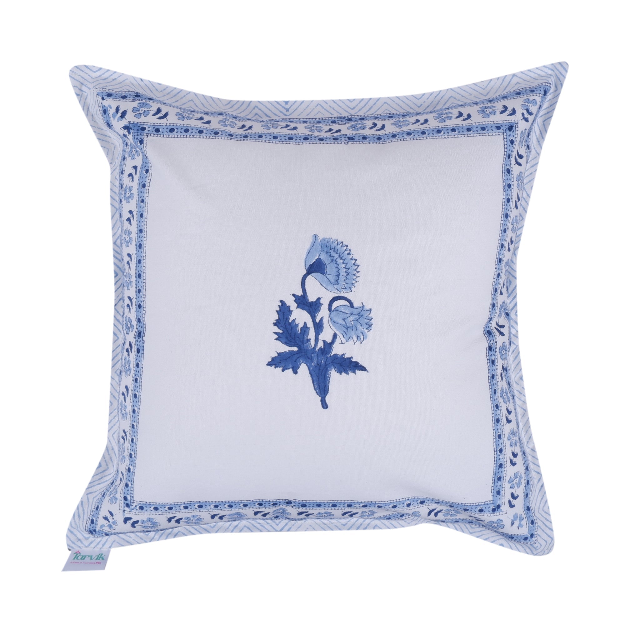 Pure Cotton Hand Block Printed Cushion Cover - Tashmeekh - Tarvik