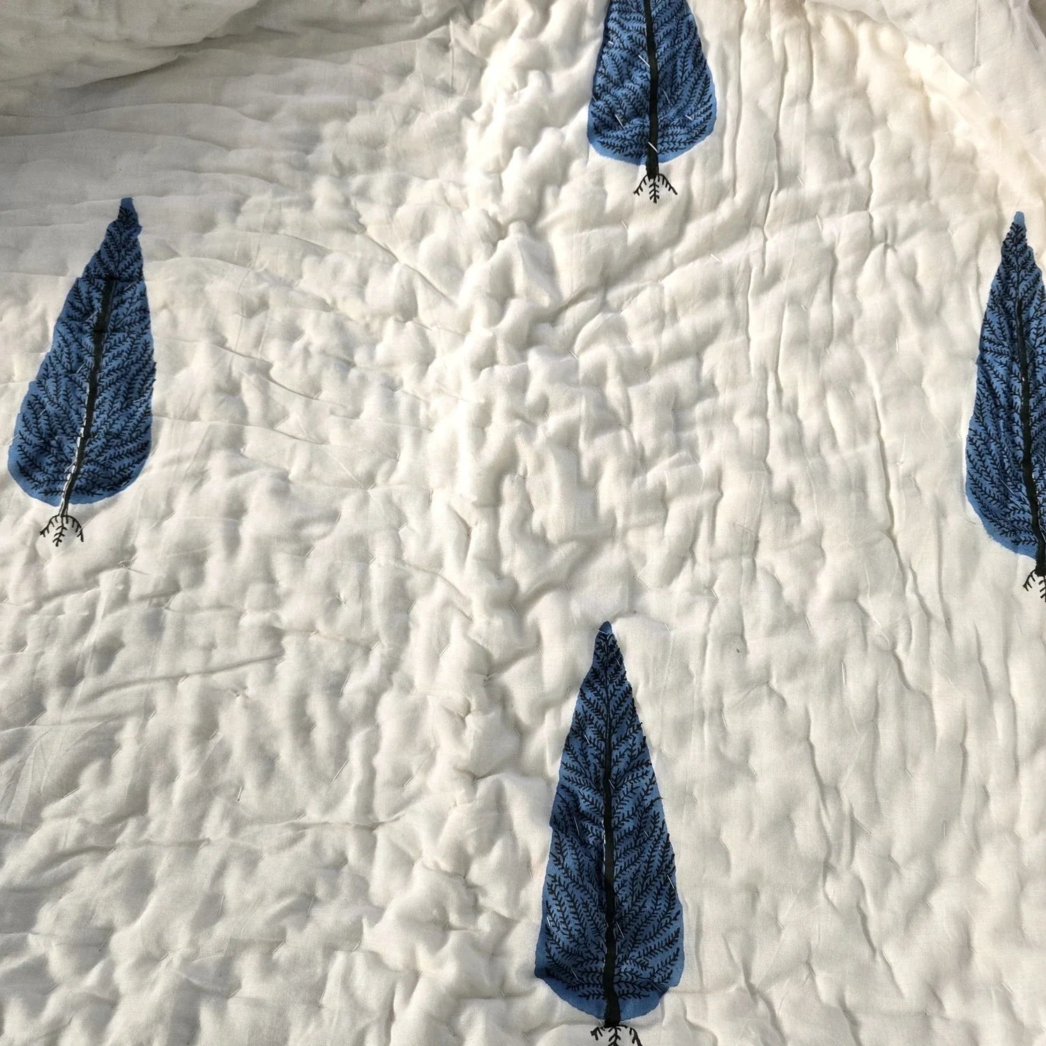 Hand Block Printed  Jaipuri Cotton All season AC Quilt - Neel Patta Motif (90X108 Inches)