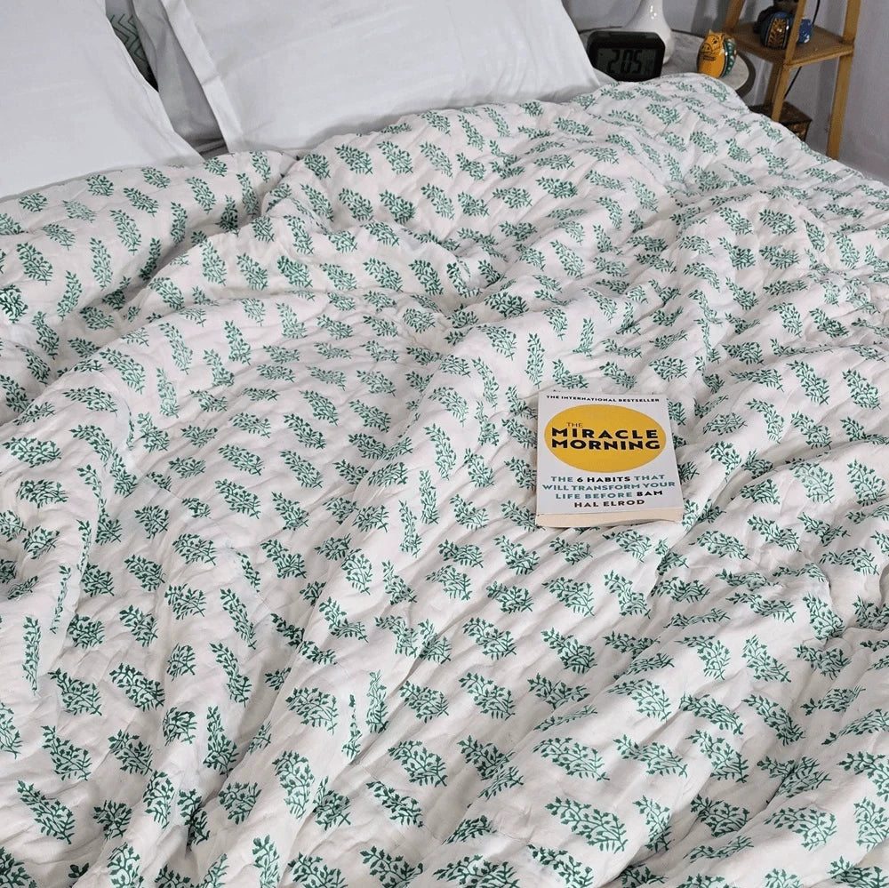 Hand Block Printed Mulmul Cotton All season AC Quilt - Samina (90X108 Inches)