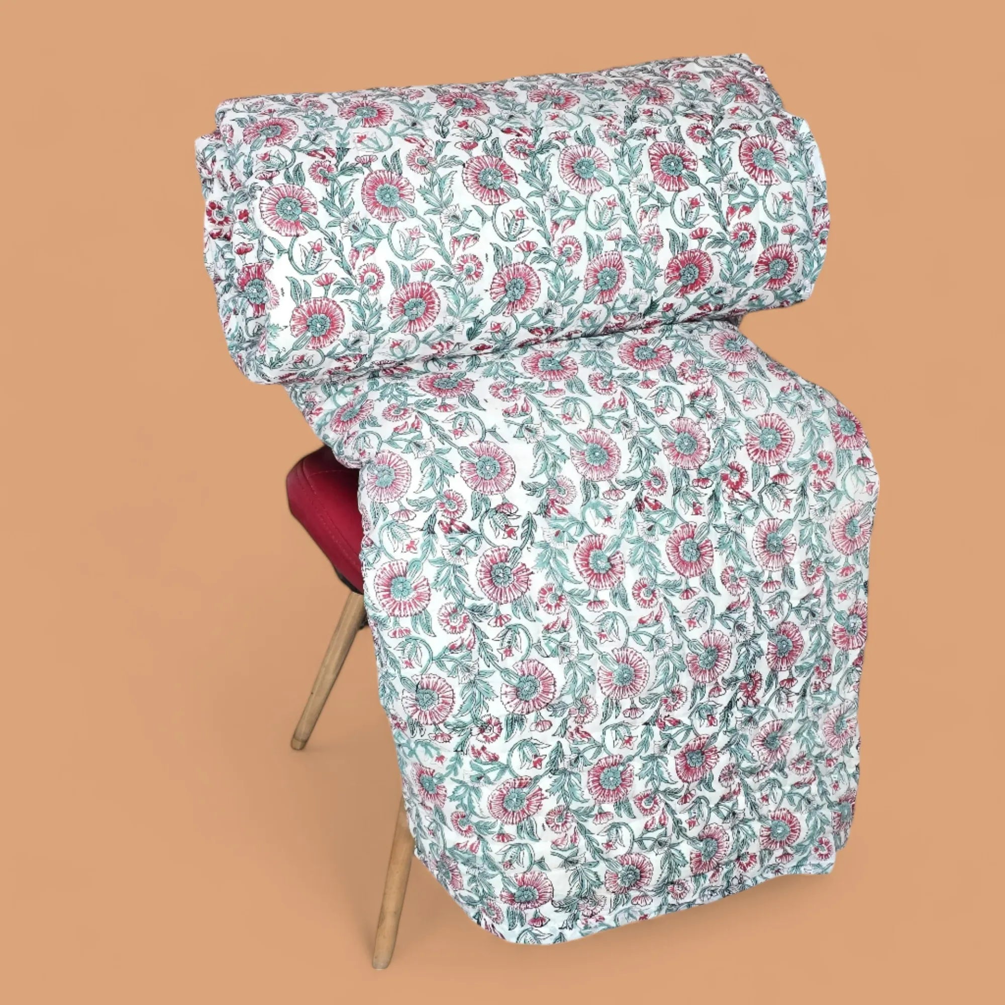 Hand Block Printed Mulmul Cotton All season AC Quilt - Saniya (90X108 Inches)