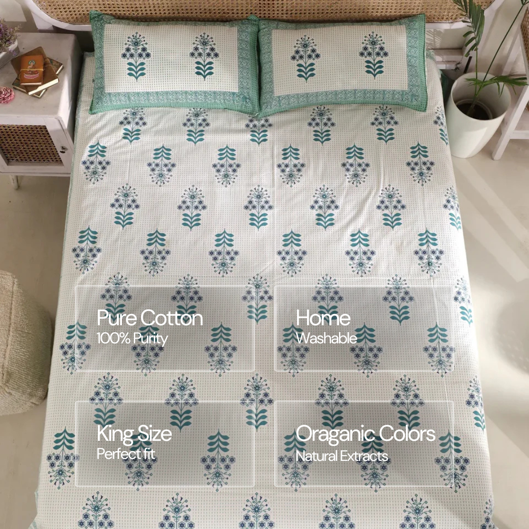 100% Pure Cotton | Double Bed | Bed Sheet - Roqia