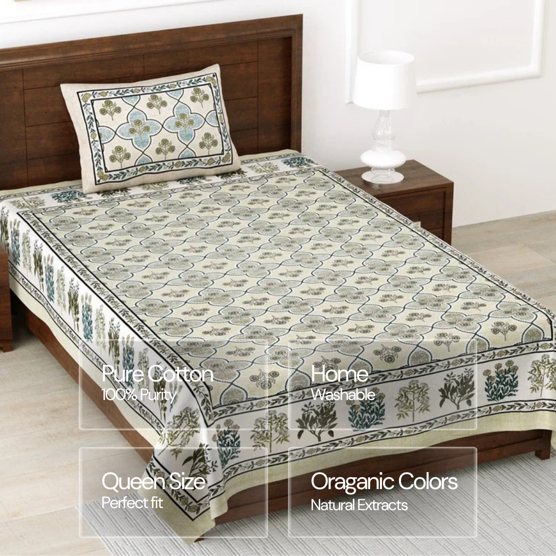100% Pure Cotton | Single Bed | Bed Sheet - Saanvi