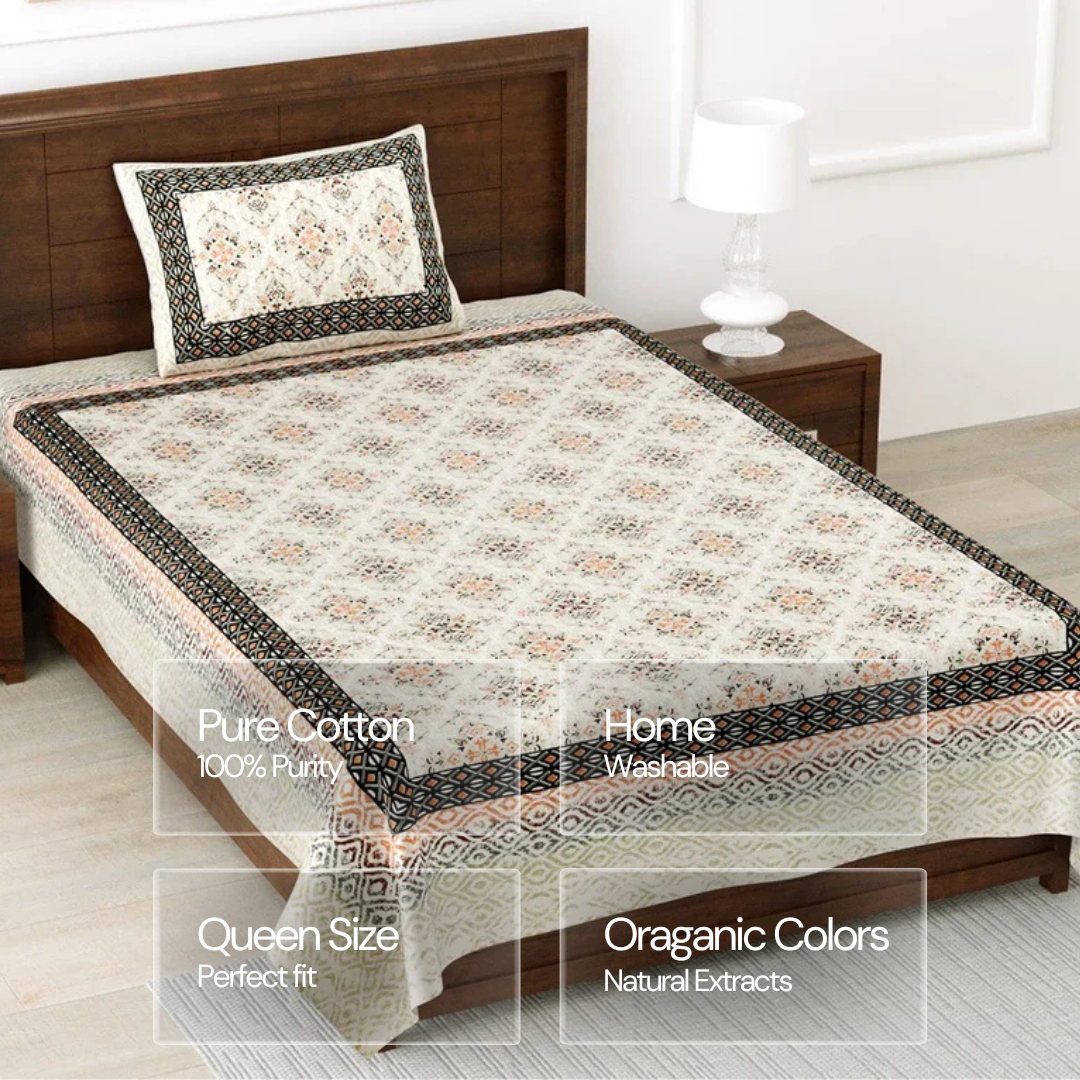 100% Pure Cotton | Single Bed | Bed Sheet - Aarohi