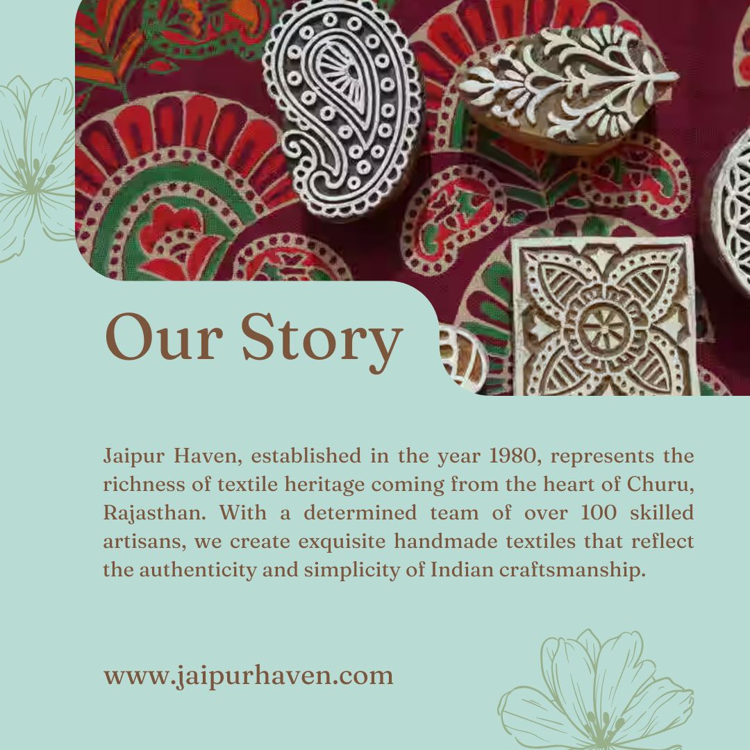 Jaipuri Cotton Double Bedsheet Set - Blue Leaf Motif (108x108 inches)