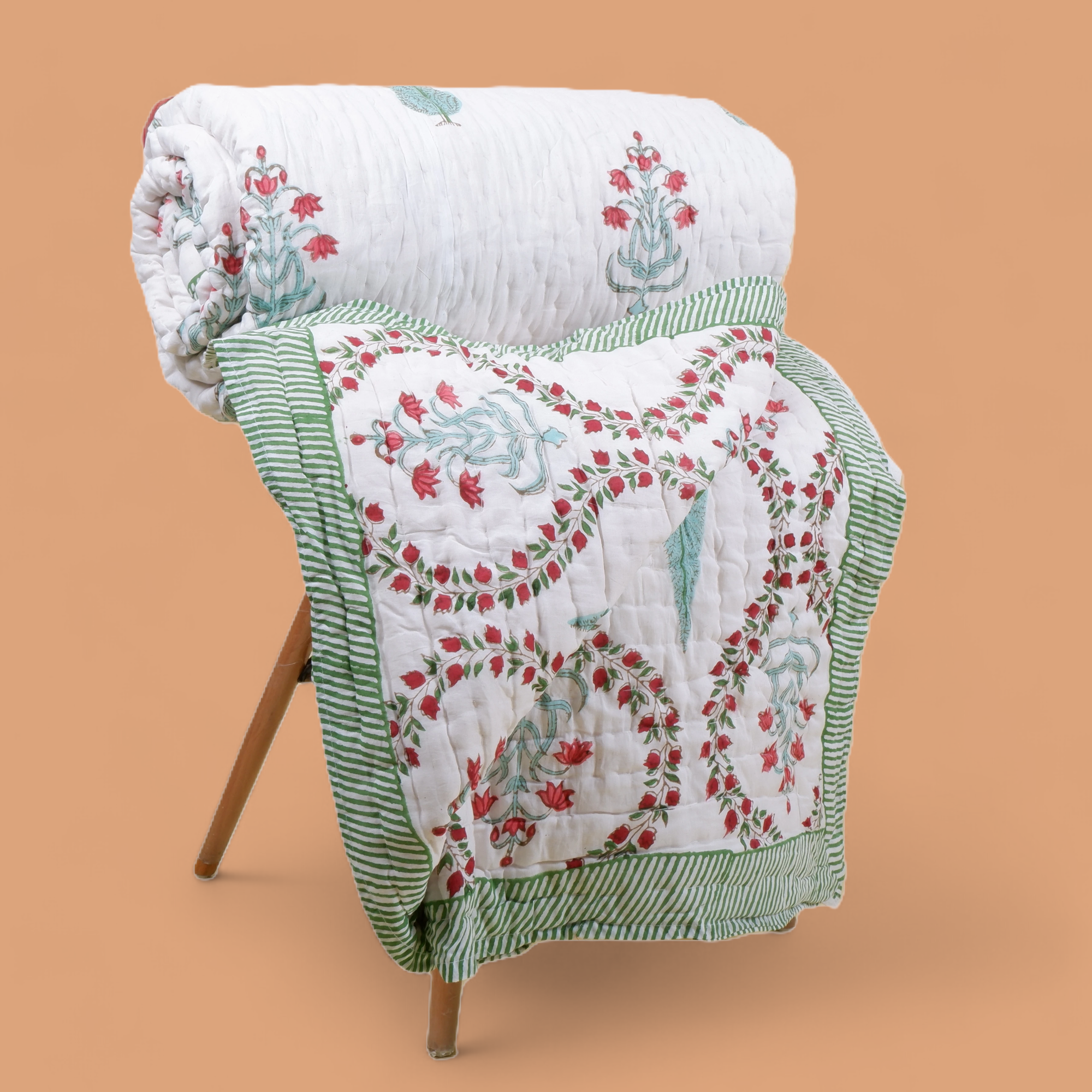 Hand Block Printed Mulmul Cotton Quilt - Baligh - Tarvik