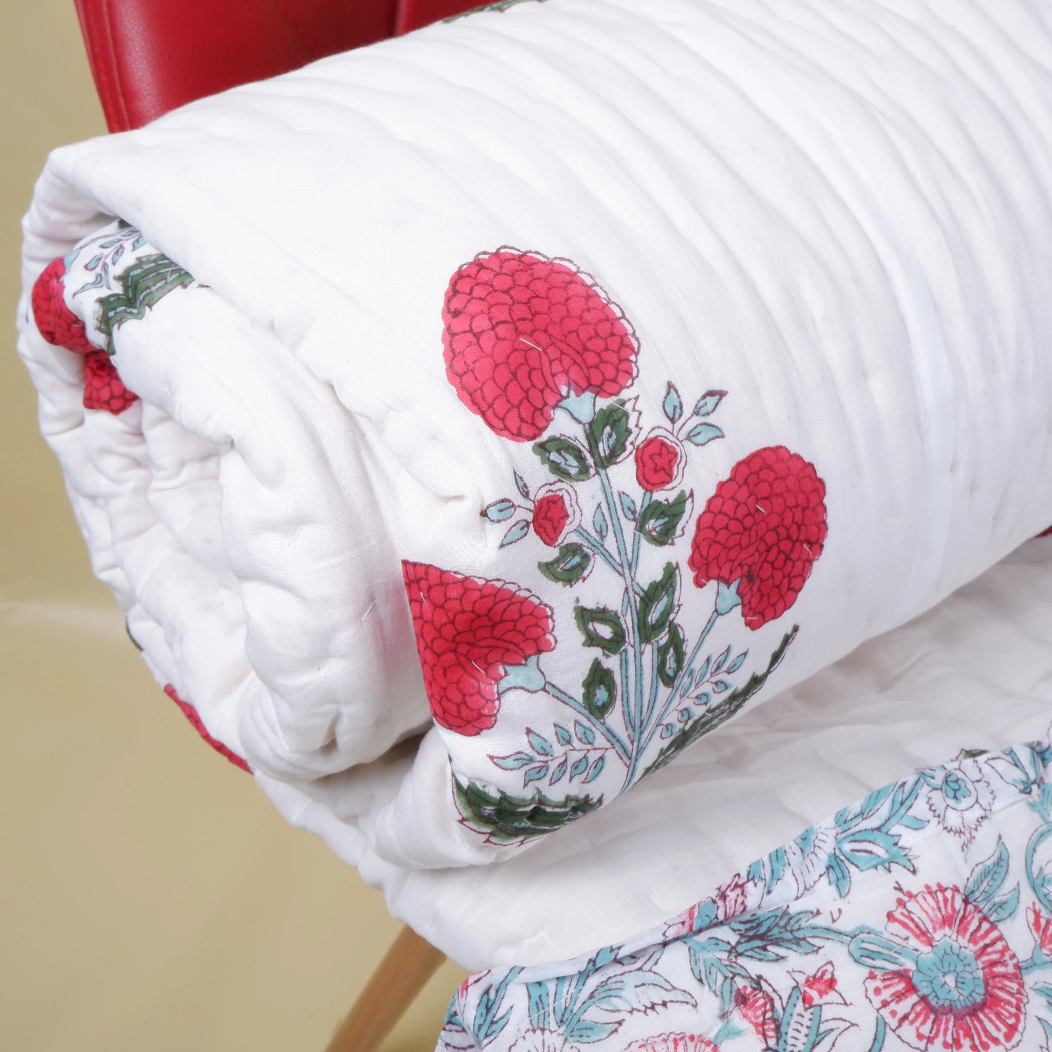 Hand Block Printed Mulmul Cotton Quilt - Shamiyana - Tarvik