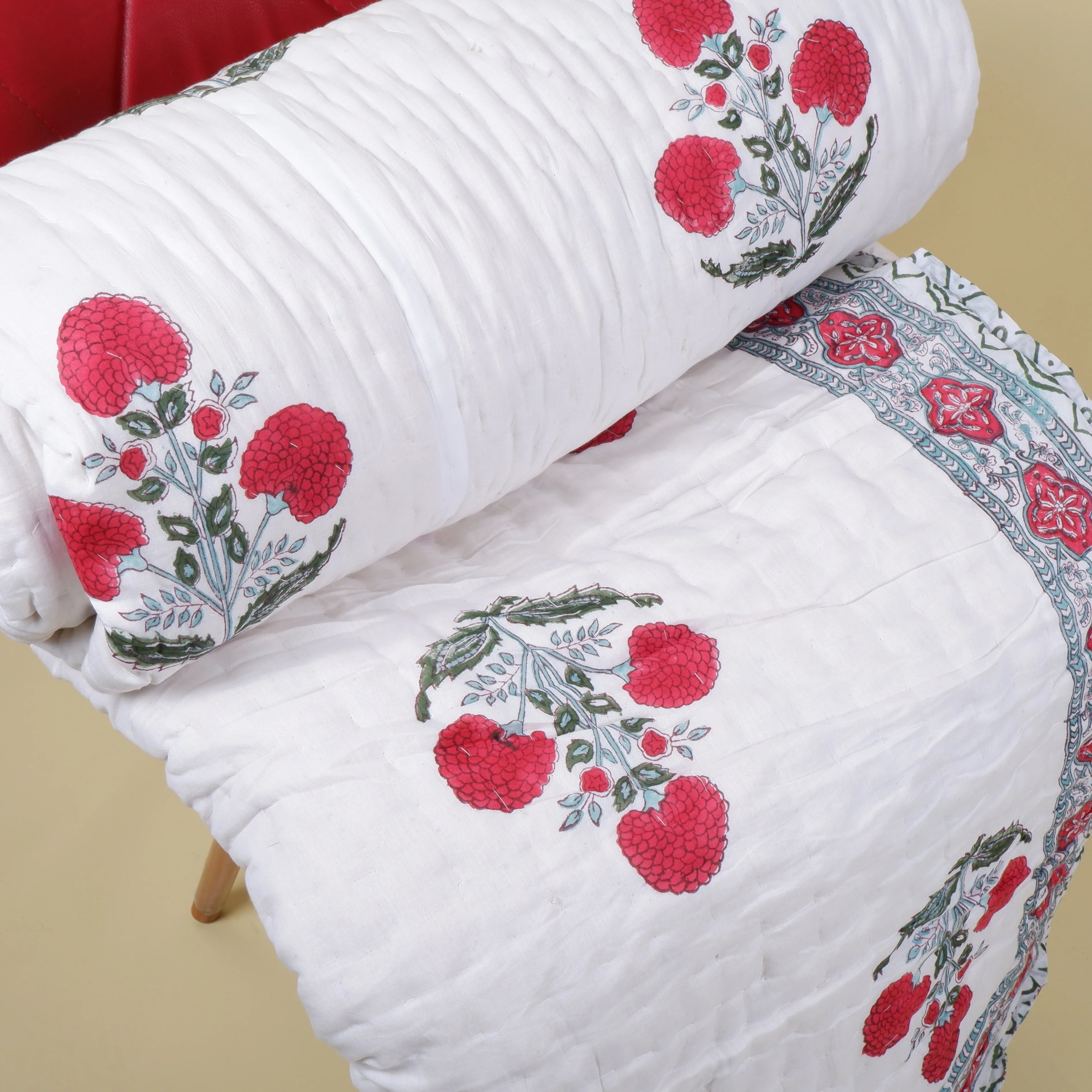 Hand Block Printed Mulmul Cotton Quilt - Shamiyana - Tarvik