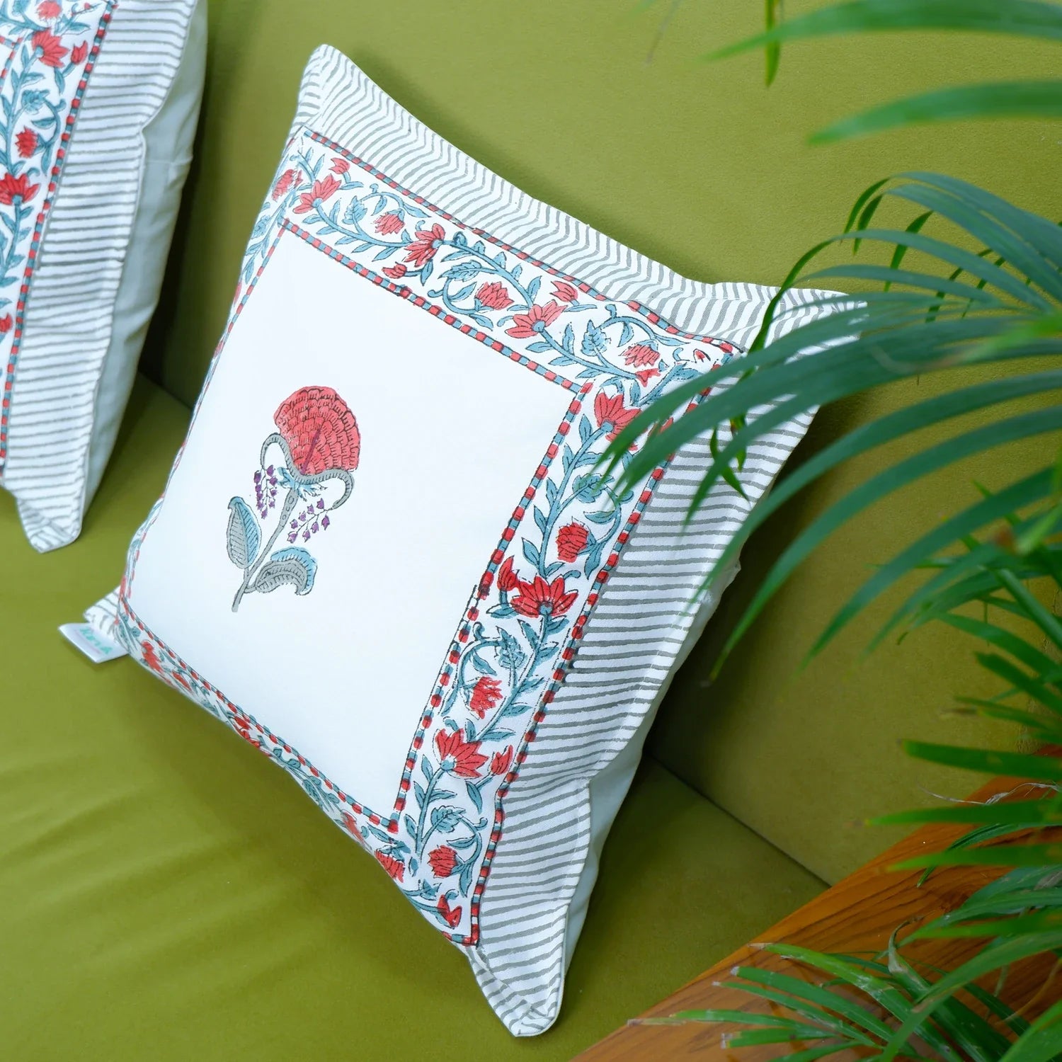 Pure Cotton Hand Block Printed Cushion Cover - Nazaakat - Tarvik