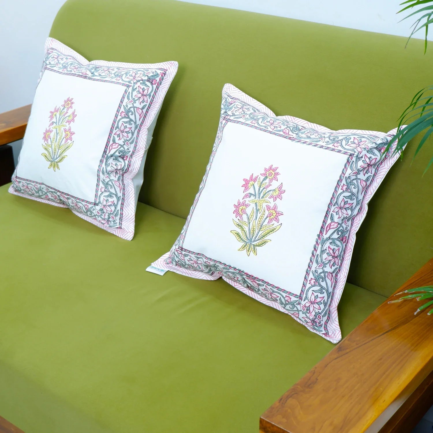 Pure Cotton Hand Block Printed Cushion Cover - Shahra - Tarvik