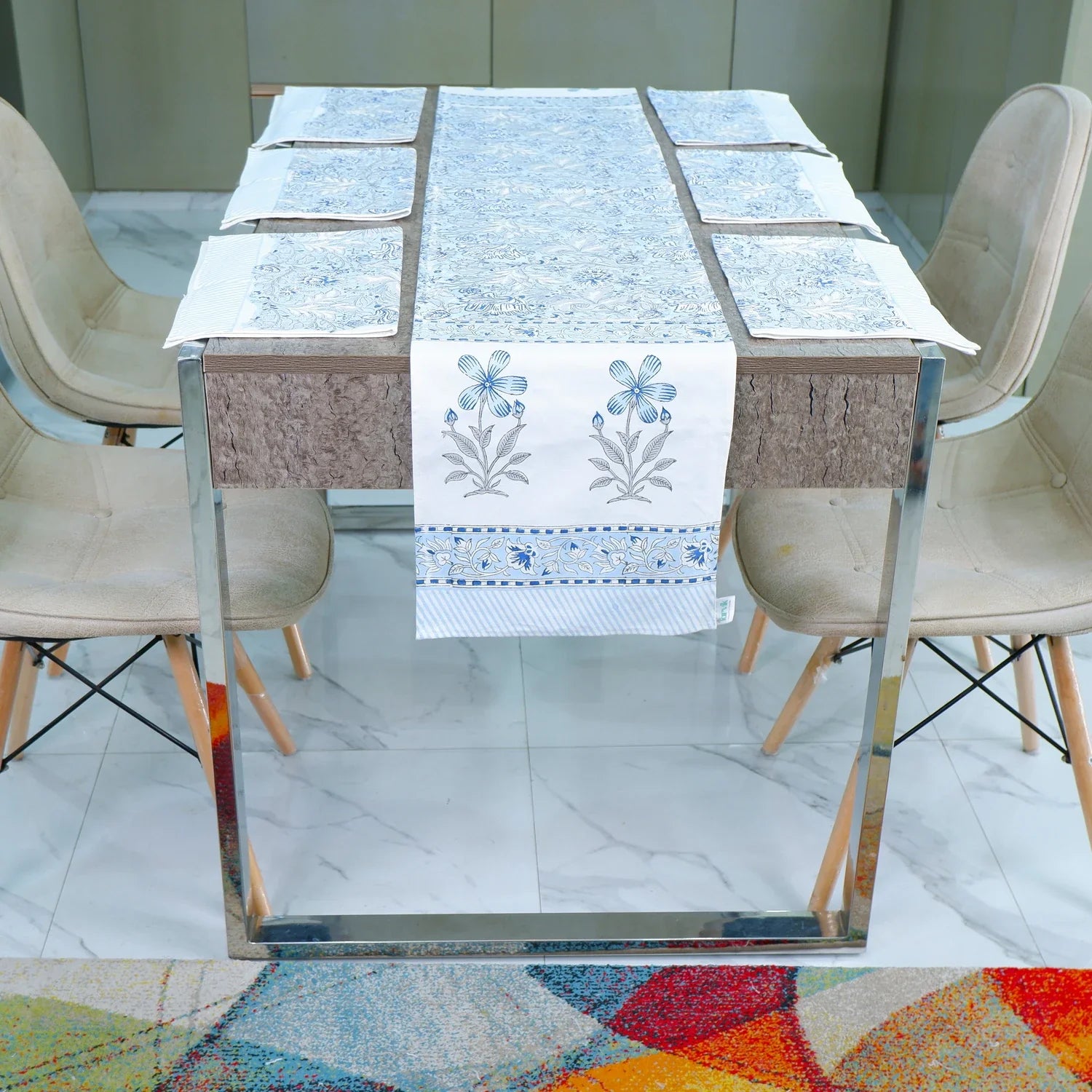 Hand Blocked Printed Table Runner - Ranya - Tarvik