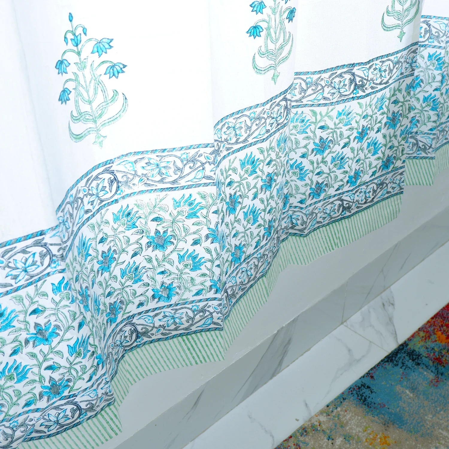 Hand Block Print Cotton Daylight Curtain - Mehnaz - Tarvik
