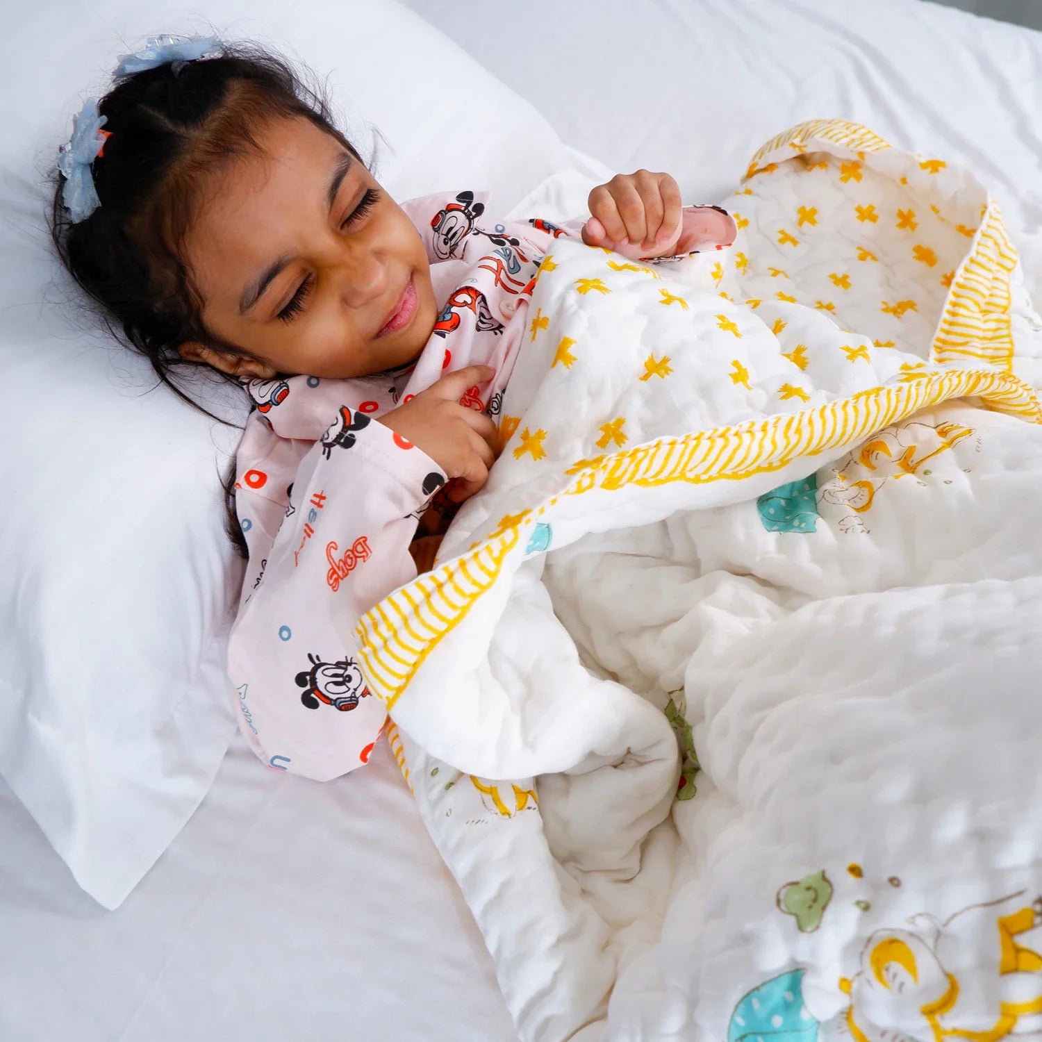 Hand Block Printed Kid's Cotton Quilt - Happyland - Tarvik