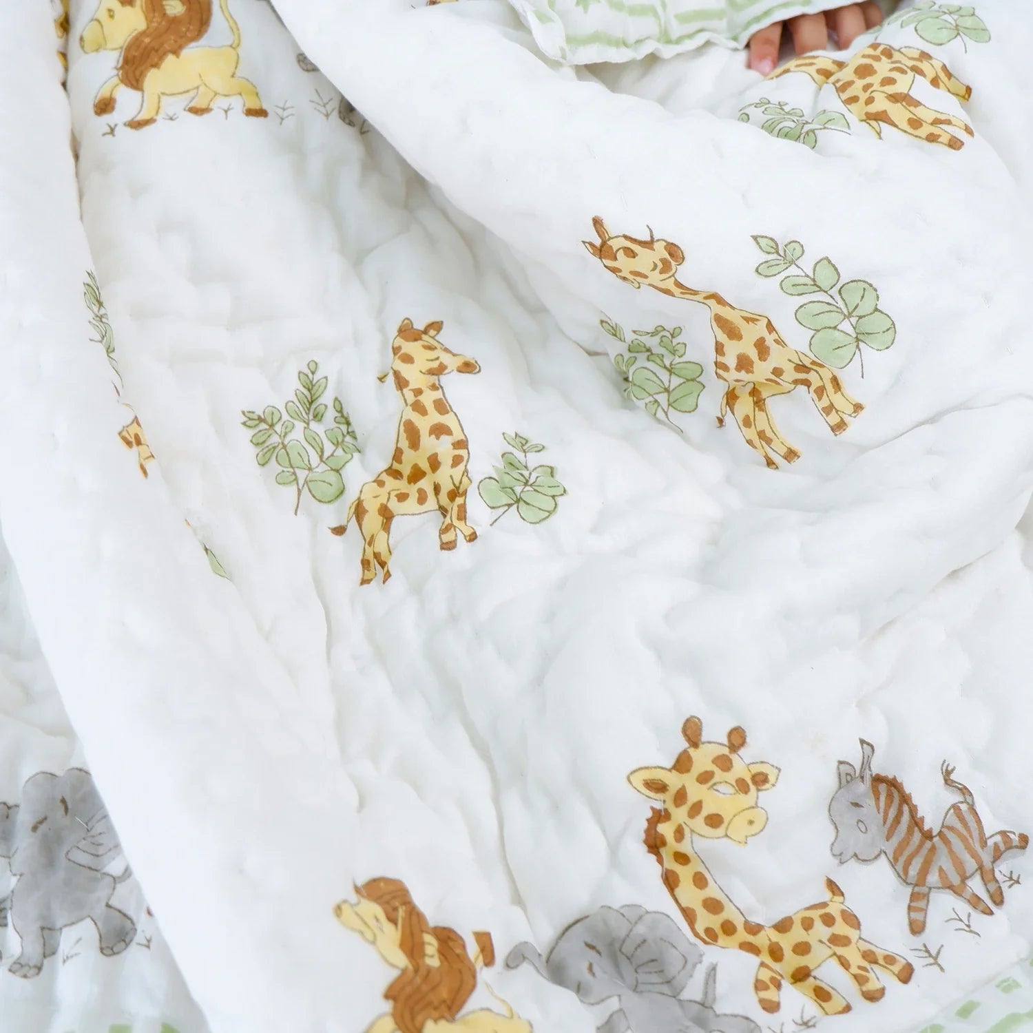 Hand Block Printed Kid's Cotton Quilt - Jungle - Tarvik