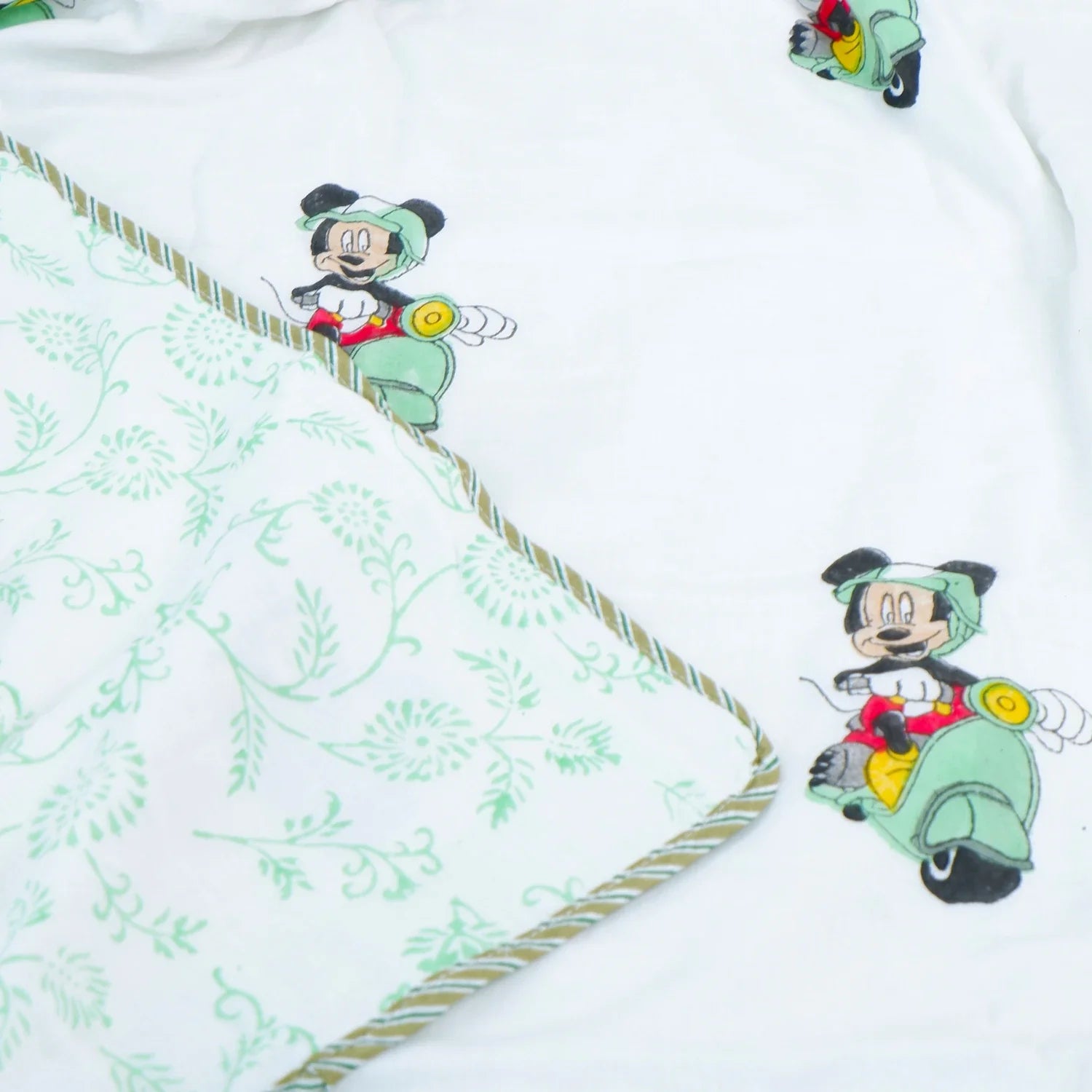 Single Bed Mickey scooter Handblocked printed Children Dohar - Tarvik