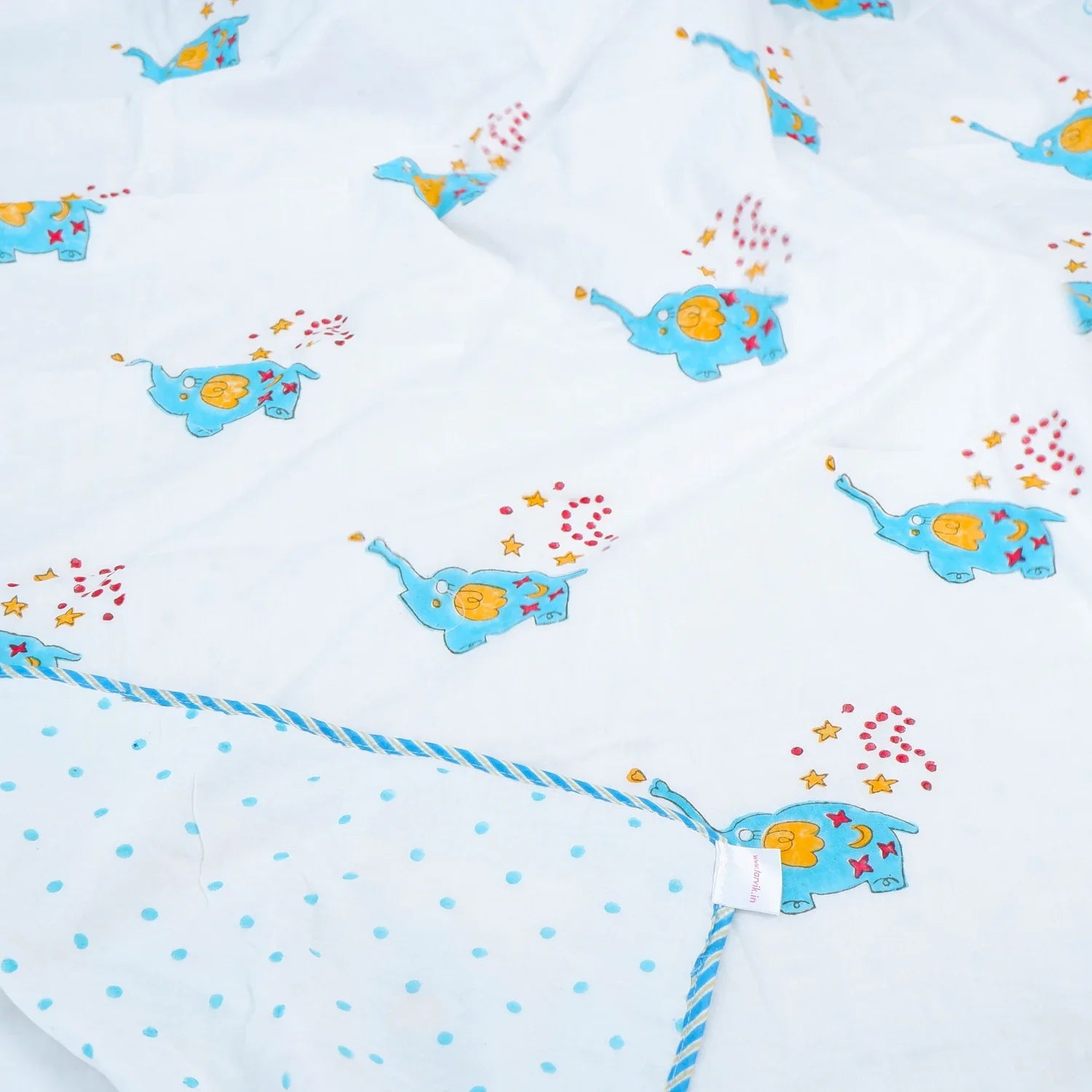 Single Bed Love Handblock Printed Children Bed Dohar - Tarvik