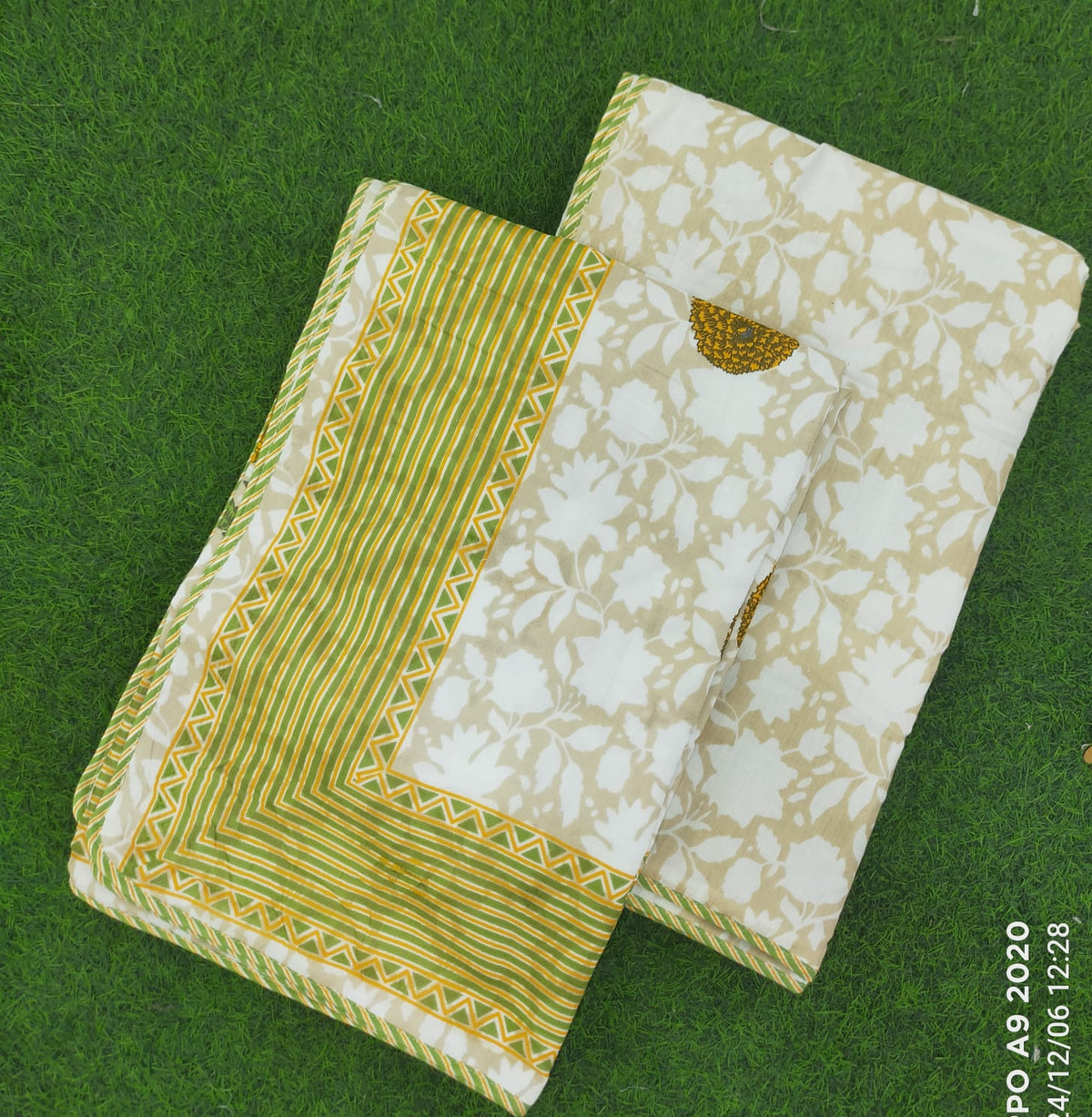 Jaipuri Single Bed Mulmul Cotton Dohar |  Marigold Floral