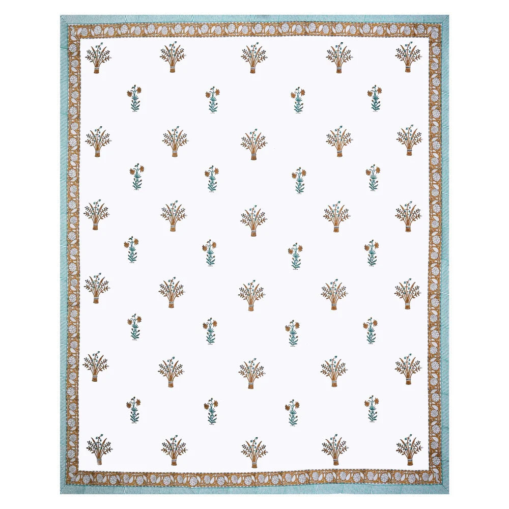 Jaipuri Cotton Double Bedsheet Set - Yellow Floral (108x108 inches)