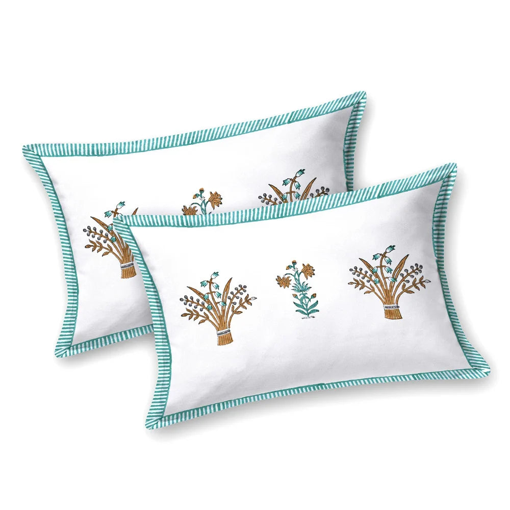 Jaipuri Cotton Double Bedsheet Set - Yellow Floral (108x108 inches)