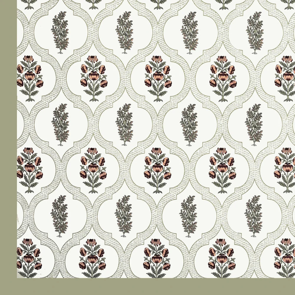 Jaipuri Cotton Double Bedsheet Set - Green Mughal Jaal (90x108 inches)