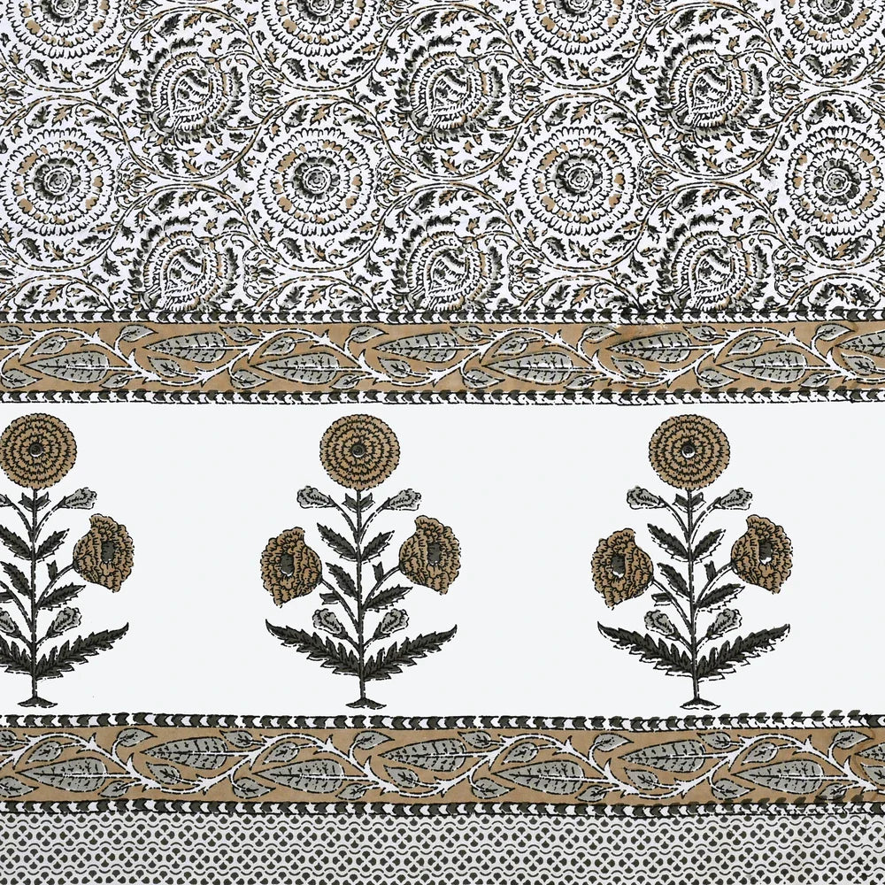 Jaipuri Cotton Double Bedsheet Set - Yellow Floral Jaal (108x108 inches)