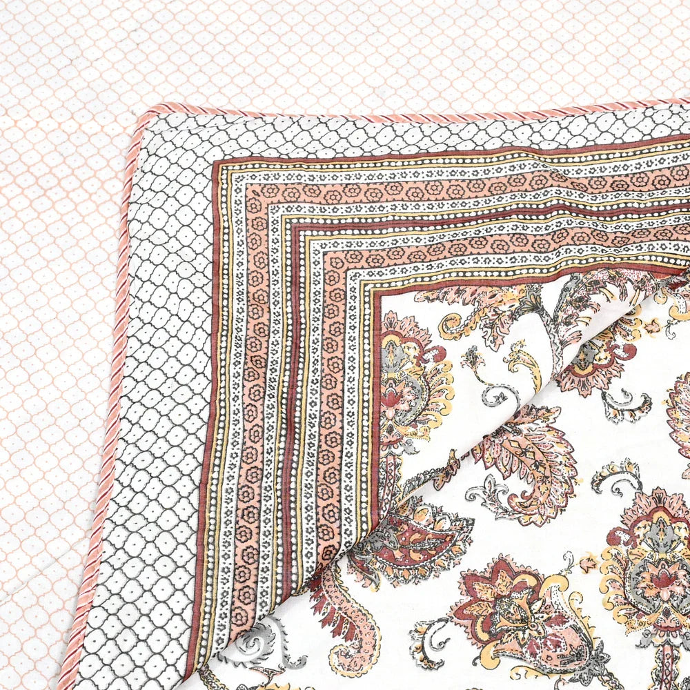 All Season Jaipuri AC Blanket | 100% Cotton | Block Print | Double Bed - Keri Buta (90X108 inches)