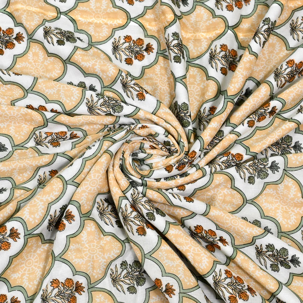 All Season Jaipuri AC Blanket | 100% Cotton | Block Print | Double Bed - Mughal Floral Jaal (90X108 inches)