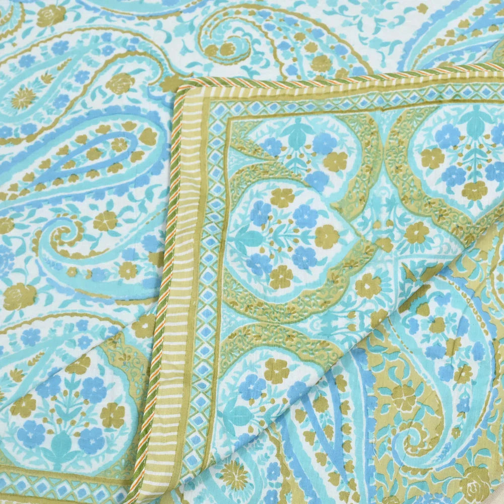All Season Jaipuri AC Blanket | 100% Cotton | Block Print | Single Bed  –  Mughal Jaal Yellow (63X90 Inches)