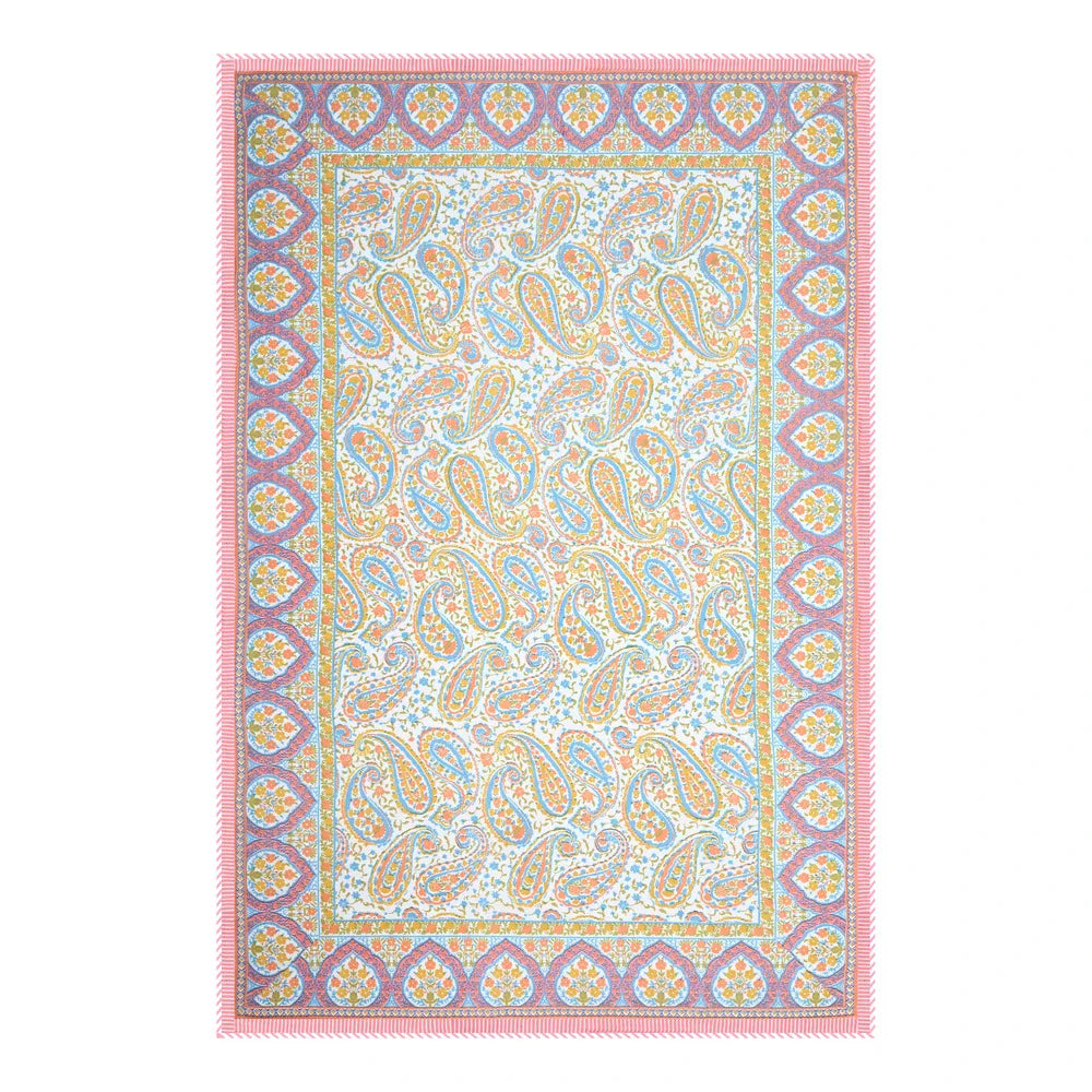 All Season Jaipuri AC Blanket | 100% Cotton | Block Print | Single Bed  –  Pink Mughal Jaal (63X90 Inches)