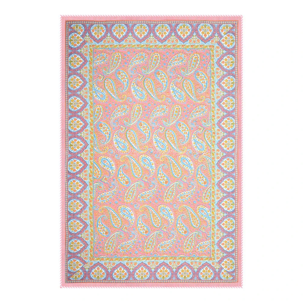 All Season Jaipuri AC Blanket | 100% Cotton | Block Print | Single Bed  –  Pink Mughal Jaal (63X90 Inches)