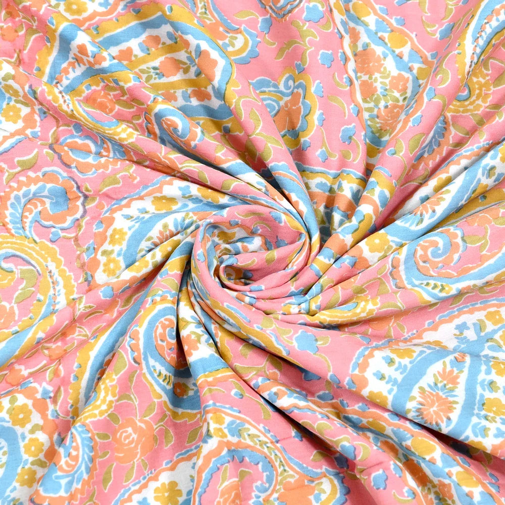 All Season Jaipuri AC Blanket | 100% Cotton | Block Print | Single Bed  –  Pink Mughal Jaal (63X90 Inches)