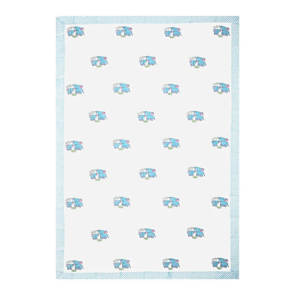 Cute Elephant Printed Kids Cotton Dohar - Single Bed Size (40x60 Inches)