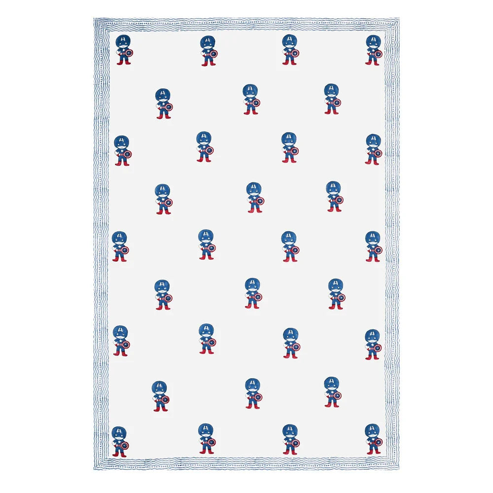 Captain America Printed Kids Cotton Dohar - Single Bed Size (40x60 Inches)