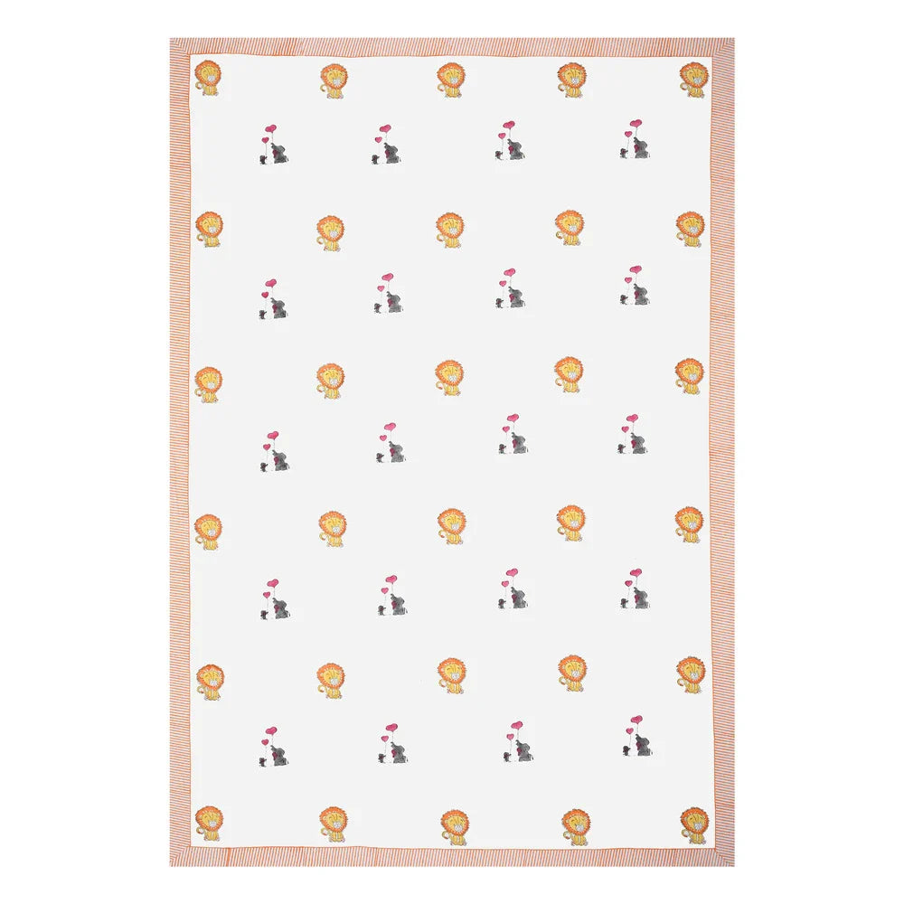 Lion & Elephant Printed Kids Cotton Dohar - Single Bed Size (40x60 Inches)