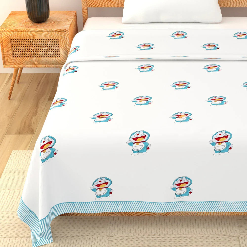 Doraemon Printed Kids Cotton Dohar - Single Bed Size (40x60 Inches)
