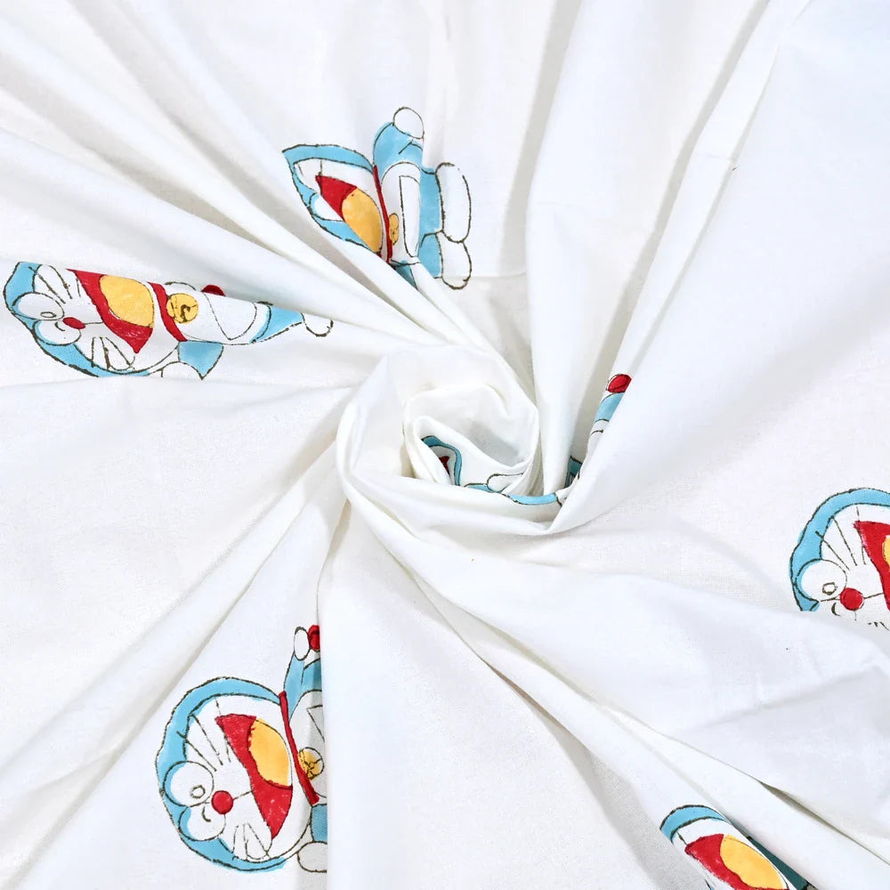 Doraemon Printed Kids Cotton Dohar - Single Bed Size (40x60 Inches)