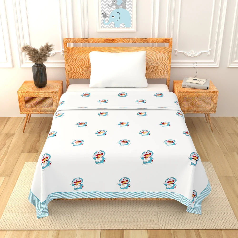 Doraemon Printed Kids Cotton Dohar - Single Bed Size (40x60 Inches)