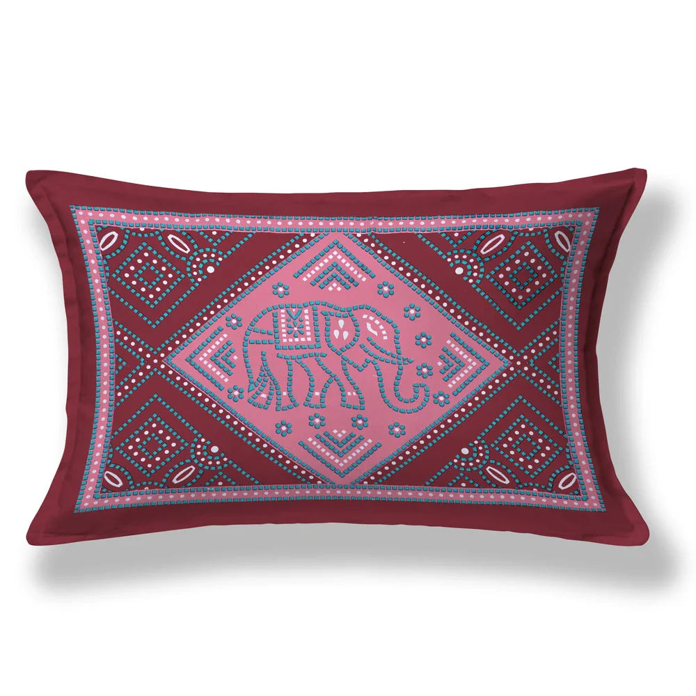 Jaipuri Cotton Single Bedsheet Set – Pink & Maroon Bandhani Print (70X100 inches)