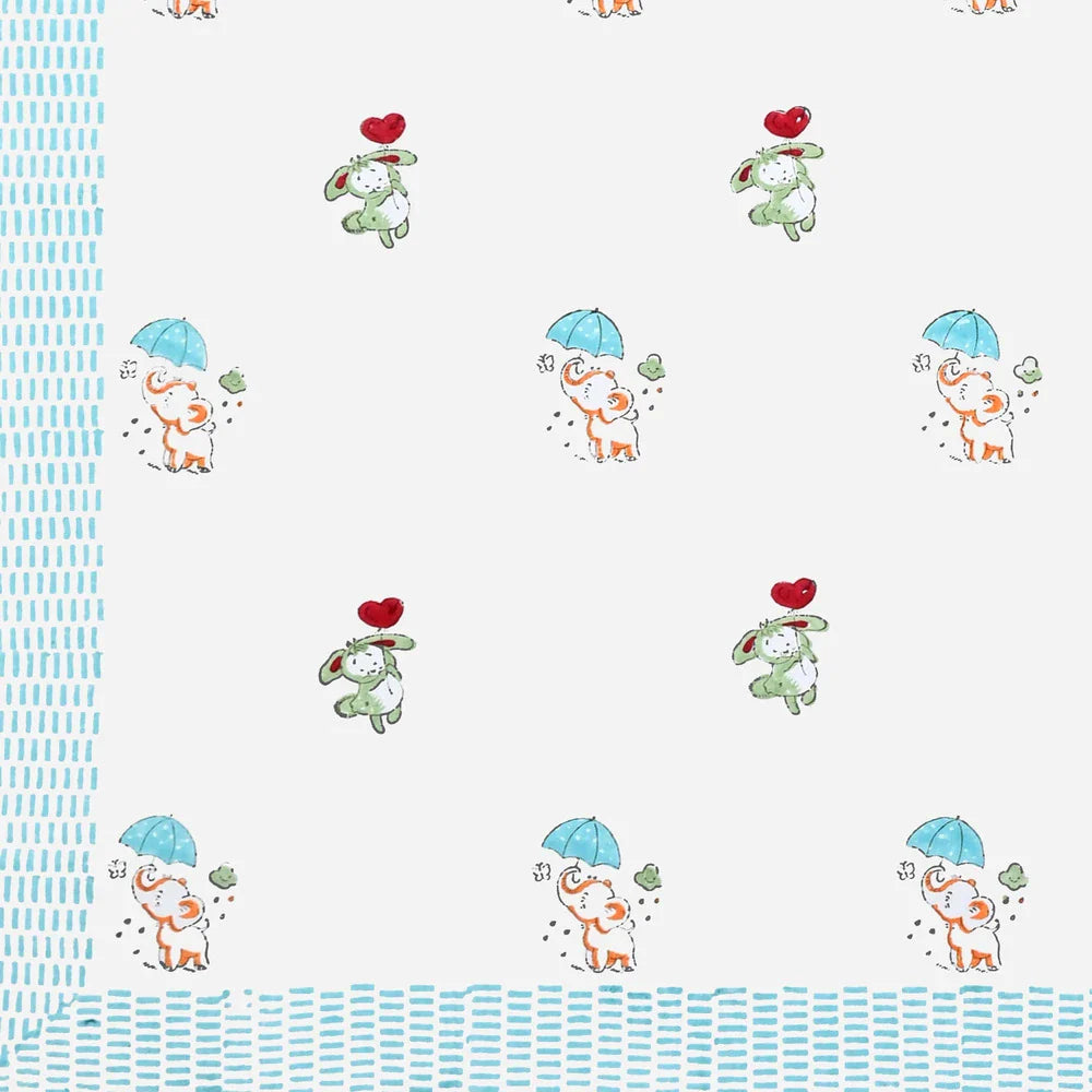 Happyland Block Printed Kids Cotton Bedsheet - Single Bed Size (60X90 Inches)