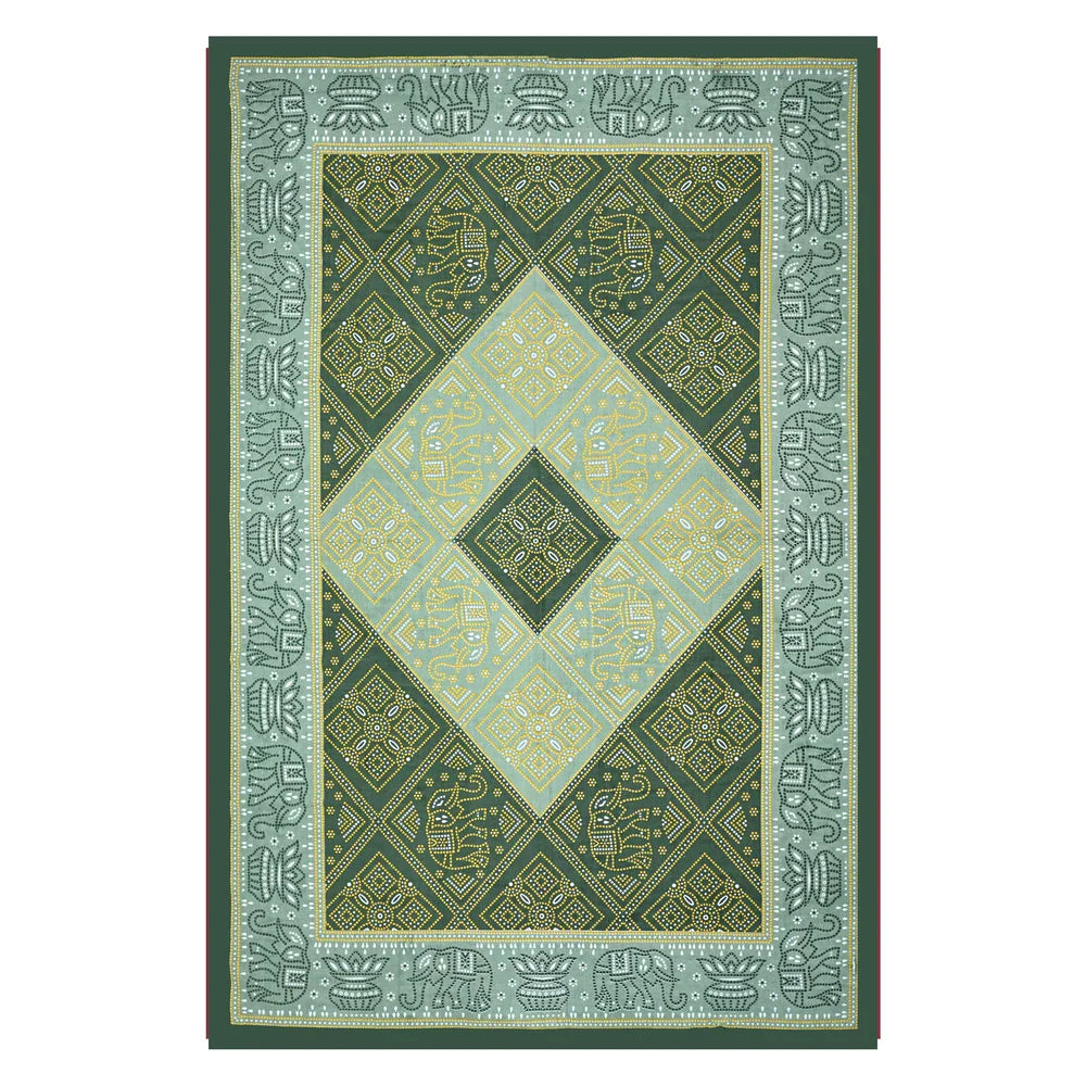 Jaipuri Cotton Single Bedsheet Set – Green & Yellow Bandhani Print (70X100 inches)