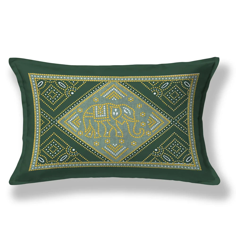 Jaipuri Cotton Single Bedsheet Set – Green & Yellow Bandhani Print (70X100 inches)